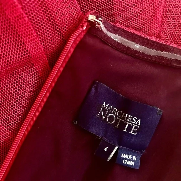 Marchesa Notte Red Mesh Gown - Picture 8 of 8